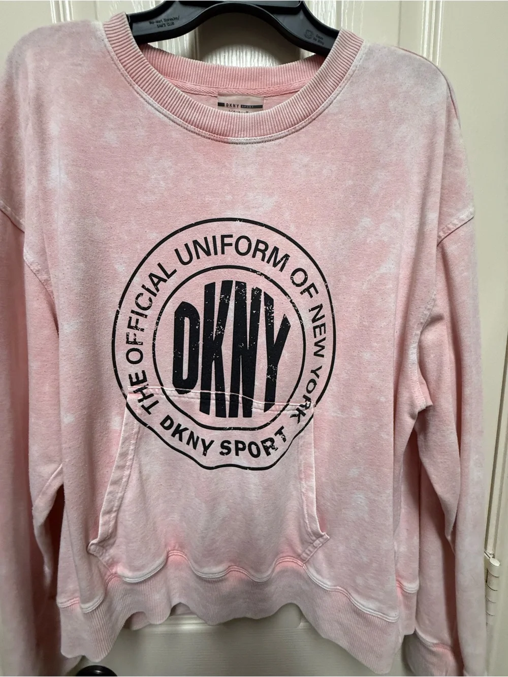 DKNY Pink Tie-Dye Logo Crewneck Sweatshirt